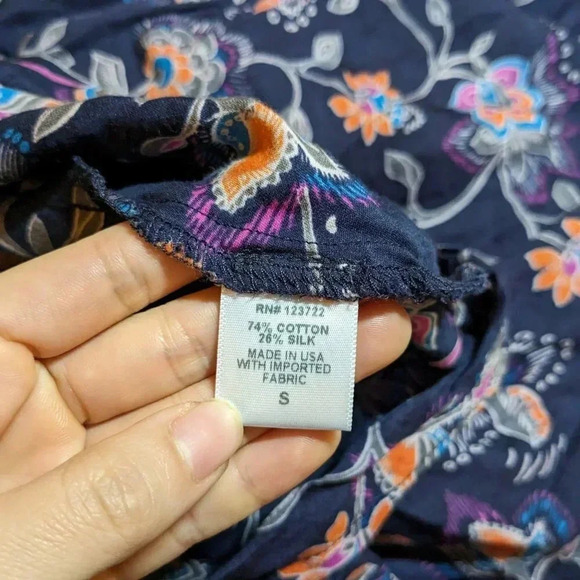 XiRENA Blue Dress Floral Pockets Midi Everr Long Sleeve Collared Small - Picture 10 of 12